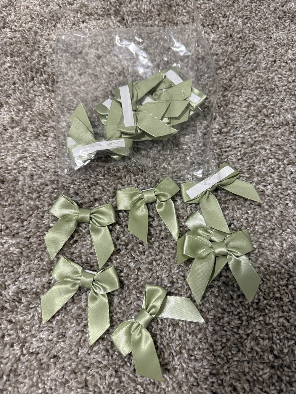 Satin Ribbon Bows in Sage Green - Pack